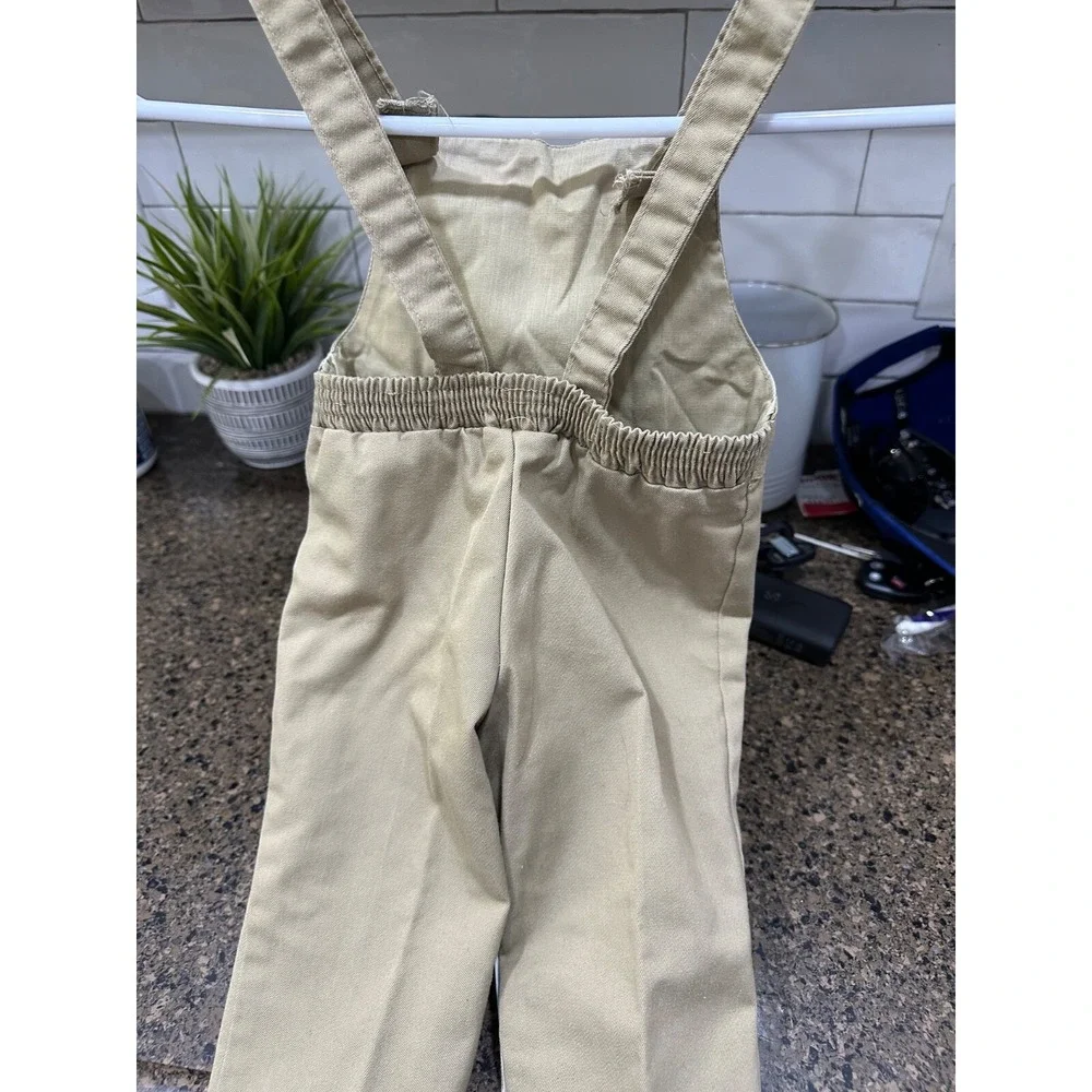 vtg brown bib overalls‎ with embroidered duck 9 mos